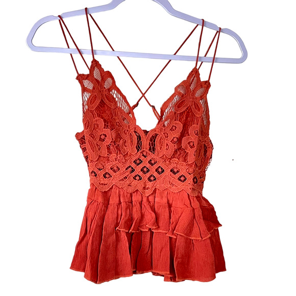 Free People Orange Winding Roads Adella Cami Top NWT Size Small - Picture 3 of 9
